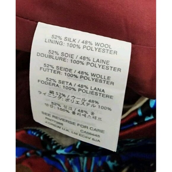 J. Crew Collection Crop Pants Sz 6 Floral Silk Wool Blend Red Blue Bright - Picture 6 of 6